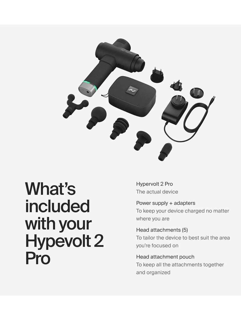 HYPERICE Hypervolt 2 Pro - Featuring Quiet Glide Technology - Handheld Percussion Massage Gun | 5 Speeds, 5 Interchangeable Heads | Helps Relieve Sore Muscles and Stiffness (Hypervolt 2 Pro) FSA-HSA Approved  - Image 3