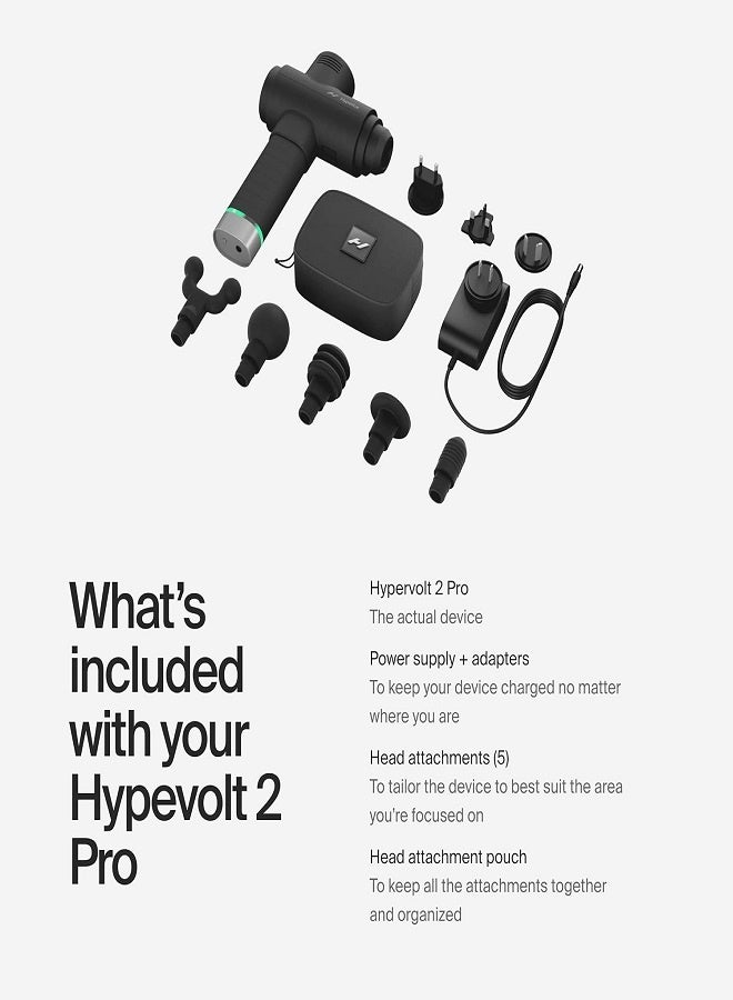 HYPERICE Hypervolt 2 Pro - Featuring Quiet Glide Technology - Handheld Percussion Massage Gun | 5 Speeds, 5 Interchangeable Heads | Helps Relieve Sore Muscles and Stiffness (Hypervolt 2 Pro) FSA-HSA Approved  - Image 2