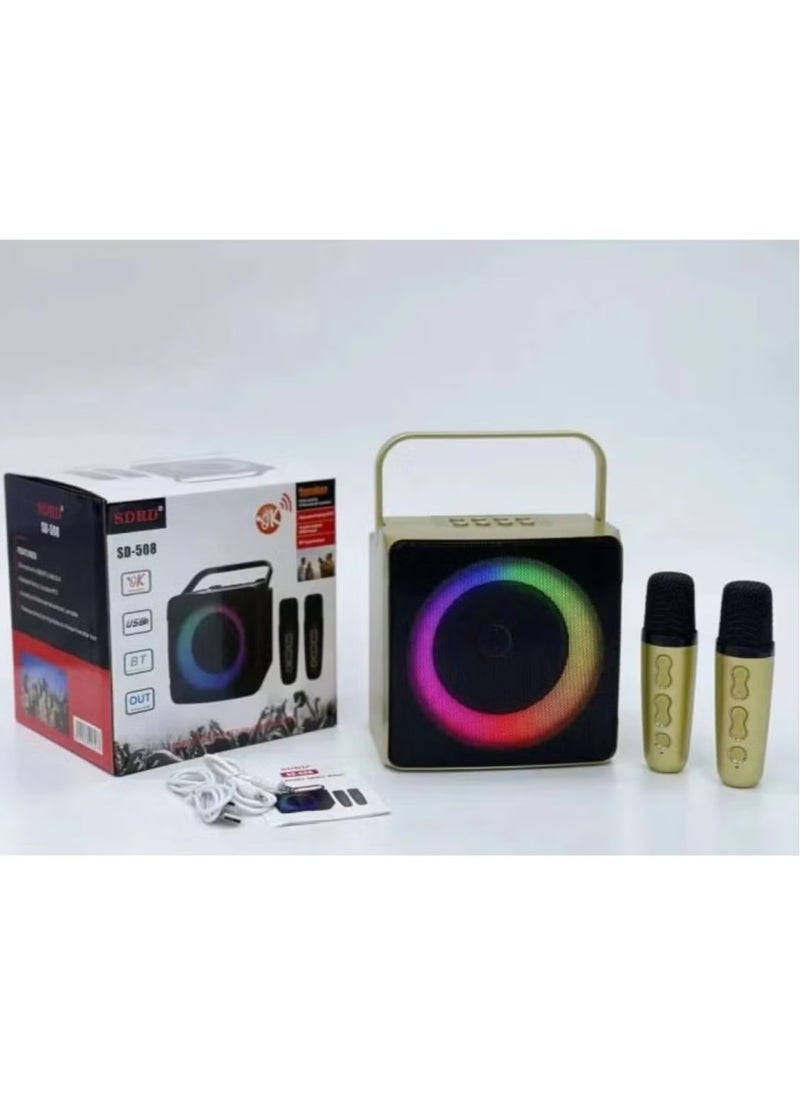 SDRD - Karaoke Bluetooth Speaker with 2 Wireless Microphones – Portable, High-Quality Sound System for Home Parties, Singing, and Events - Image 1
