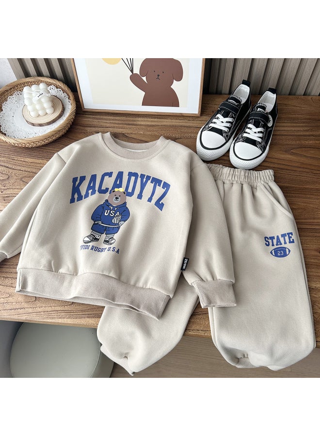 Children's Clothing For Boys And Girls, Cartoon Cotton Two-piece Set, Top, Pants, Hoodie Set - Image 1