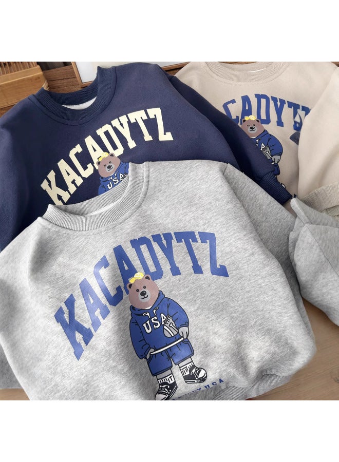 Children's Clothing For Boys And Girls, Cartoon Cotton Two-piece Set, Top, Pants, Hoodie Set - Image 2