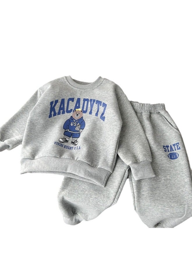 Children's Clothing For Boys And Girls, Cartoon Cotton Two-piece Set, Top, Pants, Hoodie Set - Image 5