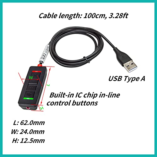 daily headset 3.5 mm to USB Adapter Headset Headphone Cable 3.28 ft, Mic-Supported & Speaker Volume Up Down in-line for PC Laptop Computer - Image 3