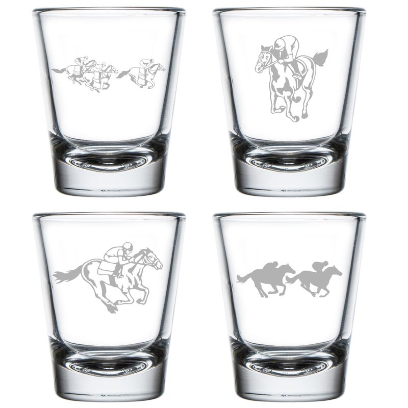 MIP Set of 4 Shot Glasses 175oz Shot Glass Gift Horse Racing Collection