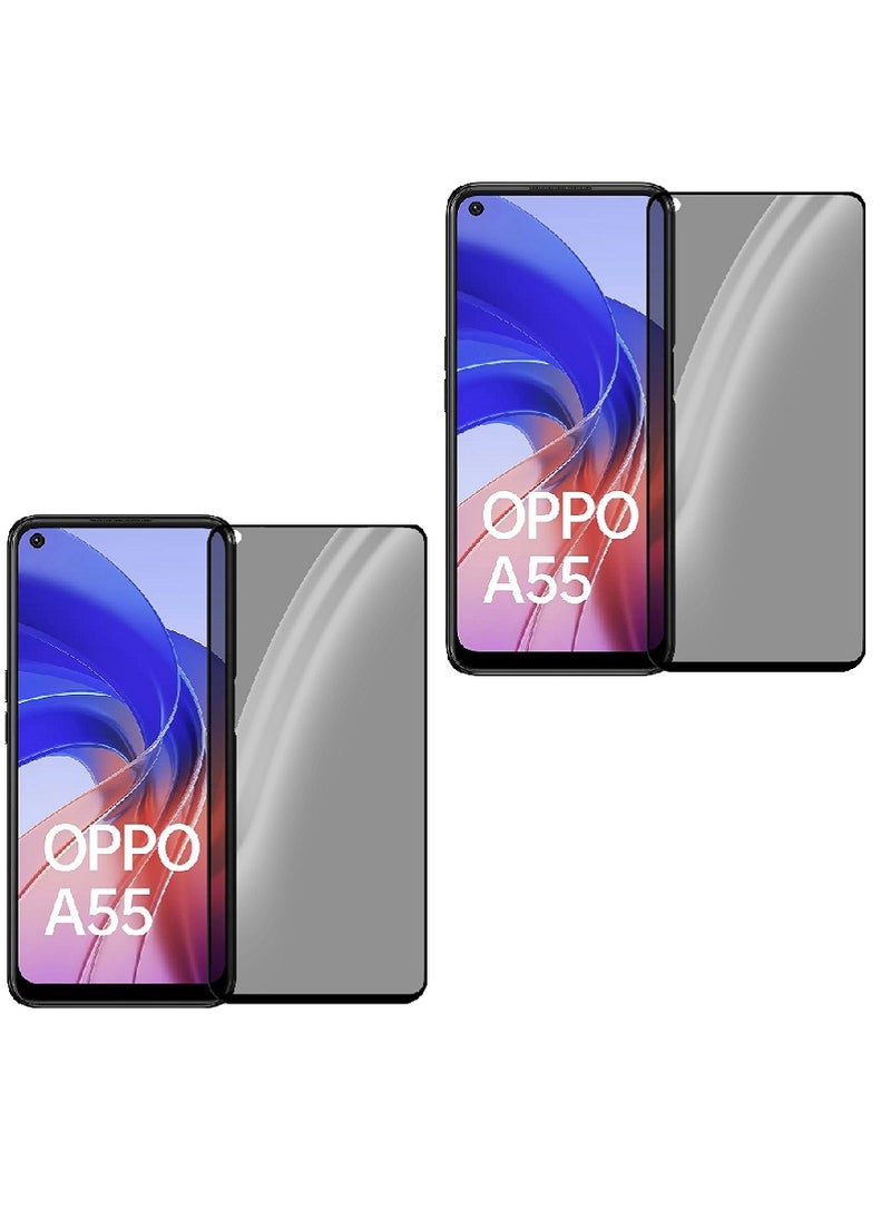 Super 2 Pieces Tempered Glass Screen Protector Anti-Spy Privacy  Designed For Oppo A55 4G Full Screen Coverage And Bubble Free - Image 1