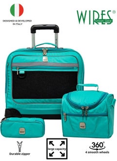 Wires Wires 4-Wheeled Kids Trolley School Bag with Lunch Bag + Pencil Case New Collection W24177 (Dimensions: 46x32x22cm)-Teal  - Image 1