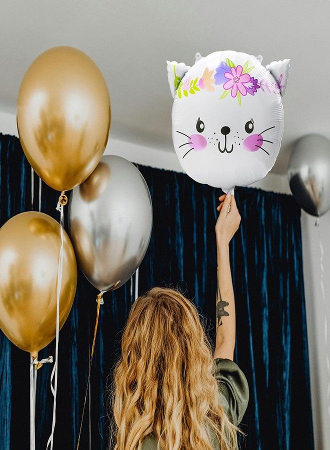 Deermon White Flower Kitten Pet Cat Meow Animal Party Decoration Balloons, Cartoon Cat Kitty Mylar Foil Birthday Balloon For Baby Shower Wedding Halloween Party Decor - Image 3
