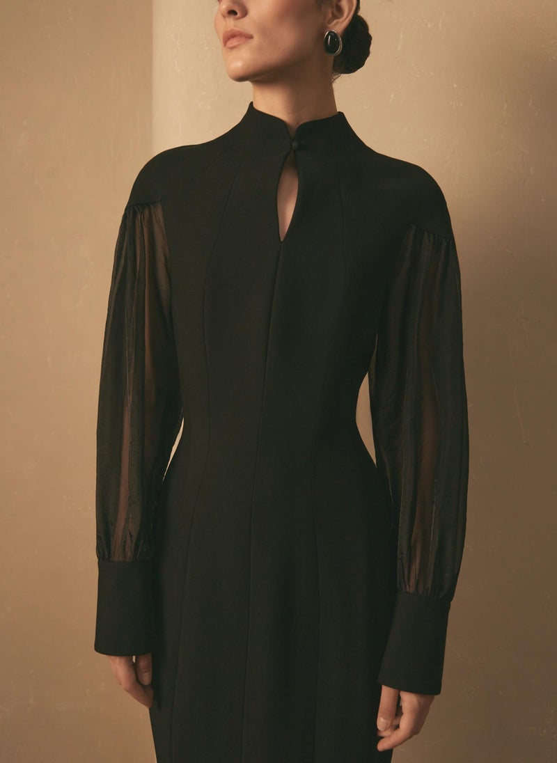 Lichi Maxi dress with semi-transparent puff sleeves - Image 4