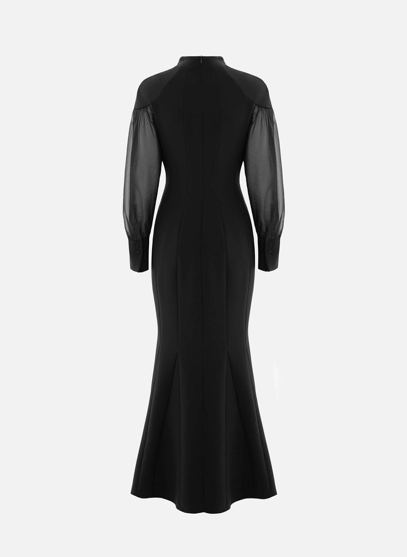 Lichi Maxi dress with semi-transparent puff sleeves - Image 3
