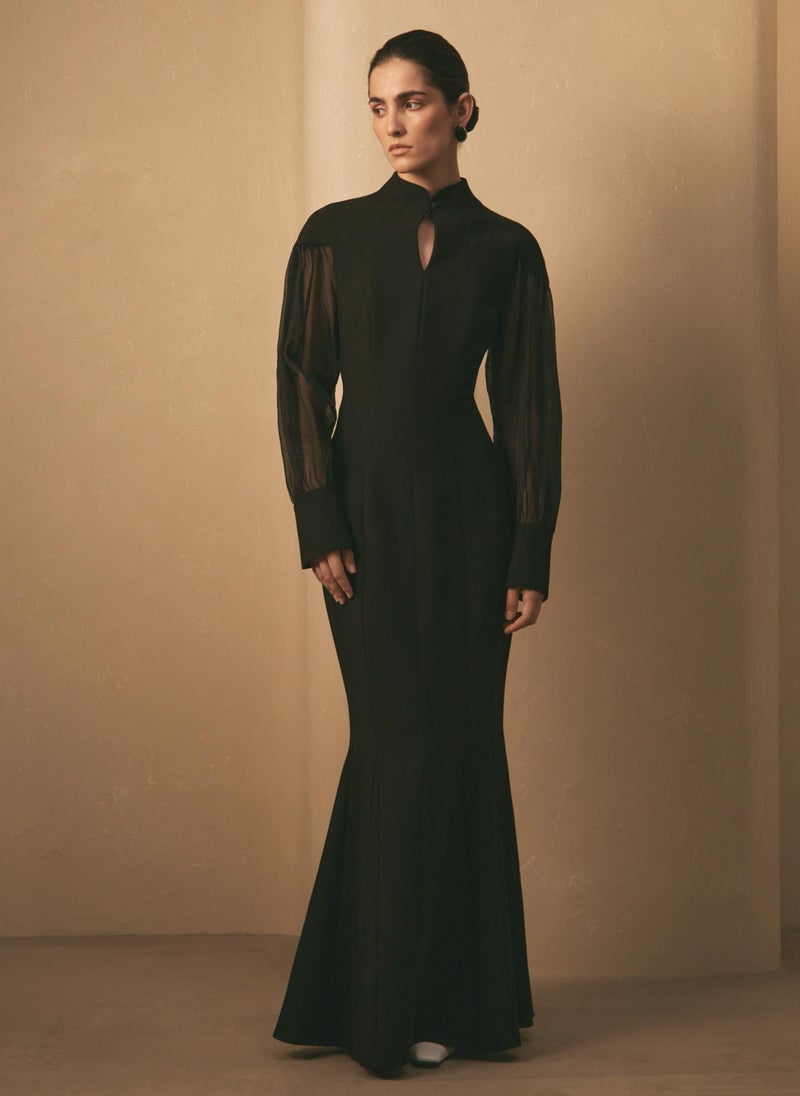 Lichi Maxi dress with semi-transparent puff sleeves - Image 5