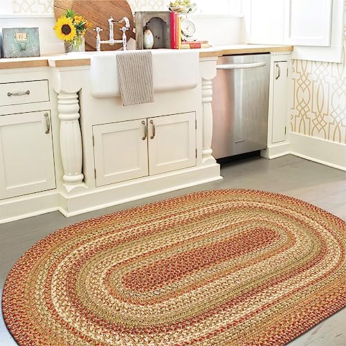 Homespice 27x45 Brown Oval Braided Rug Harvest Brown Jute Oval Rug Uses Entryway Kitchen Rugs Bathroom Rugs Reversible Rustic Country Primitive Farmhouse Decor Rug