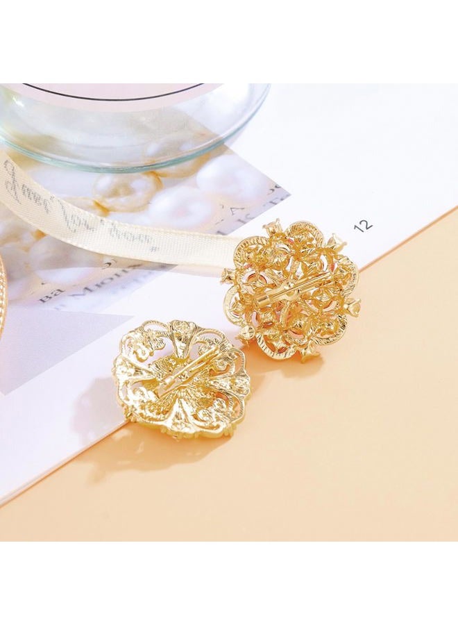 MEEDOZ Vintage Small Size Mixed Color Crystal Rhinestone Flower Brooch Pins for Women Crafts Wedding Bouquet Brooches Bulk Set, Small (0.9-1.1 inches), Alloy and rhinestones, rhinestone - Image 4