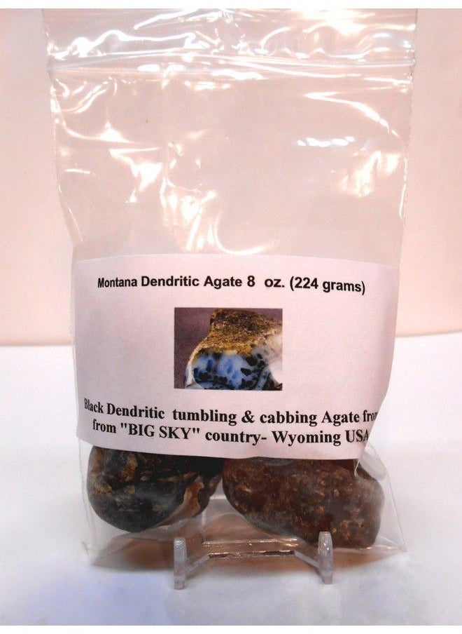 Rock Tumbler Gem Refill Kit Yellowstone,Montana Black Dendrite Agate Rough 8 Oz  - Image 2
