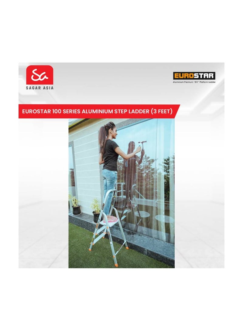 Eurostar Eurostar Eurostar 3 Steps ladder for home With Anti Slip Shoes Aluminium Ladder  (With Platform)  - Image 4