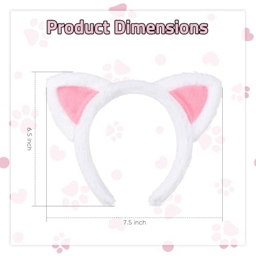 Etercycle Cat Ear Headbands White Washing Face Headband Fuzzy Soft Makeup Hair Head Bands for Halloween Cosplay Party Accessory - Image 3