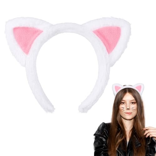 Etercycle Cat Ear Headbands White Washing Face Headband Fuzzy Soft Makeup Hair Head Bands for Halloween Cosplay Party Accessory - Image 1