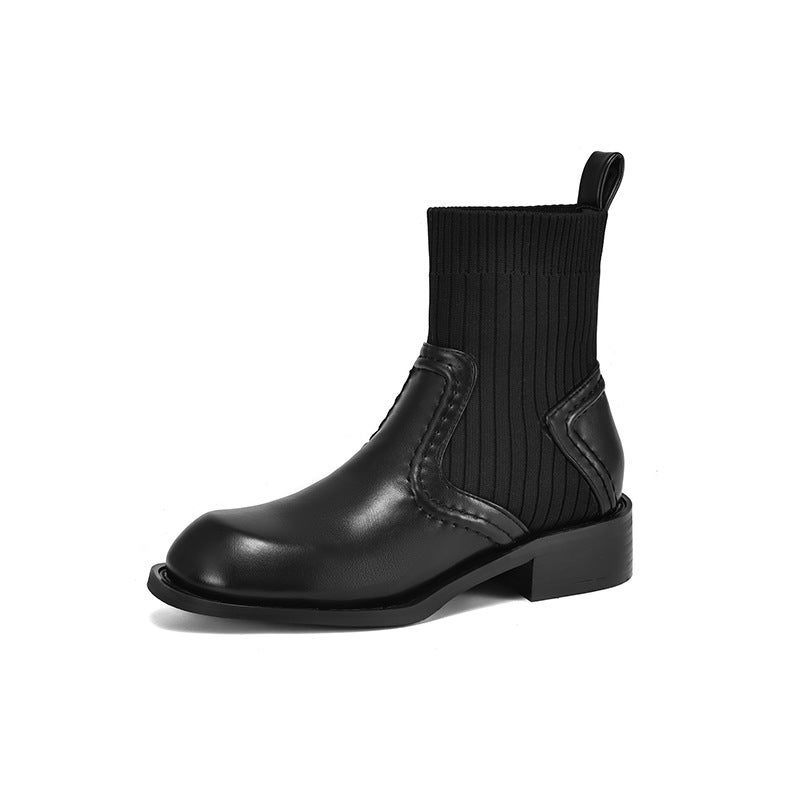 Wish Casual Low Heel 33-43 Size Knitted Stitching Low Boots - Image 1