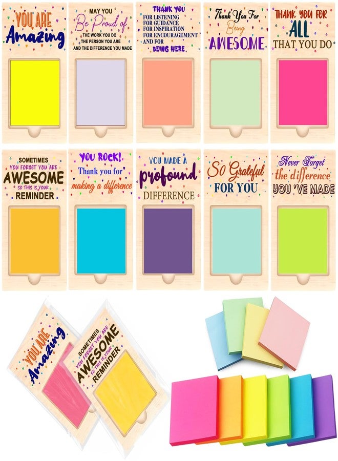 KUNHEHO 10 Set Employee Appreciation Gifts Sticky Notes Holder Bulk Thank You Gifts for Coworkers Staff Team Inspirational Gifts for Classroom Teacher Student Supplies - Image 1