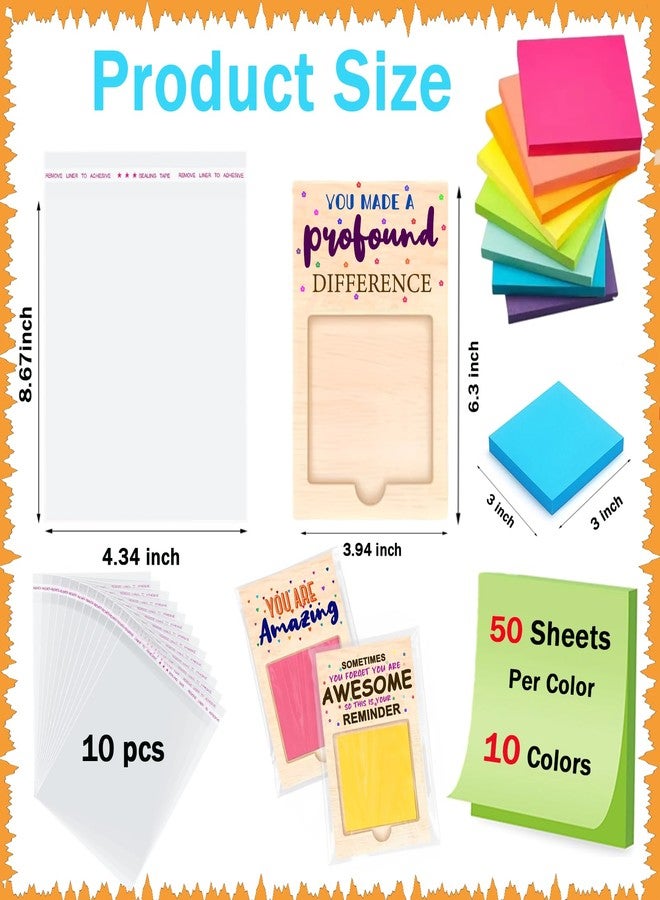 KUNHEHO 10 Set Employee Appreciation Gifts Sticky Notes Holder Bulk Thank You Gifts for Coworkers Staff Team Inspirational Gifts for Classroom Teacher Student Supplies - Image 2