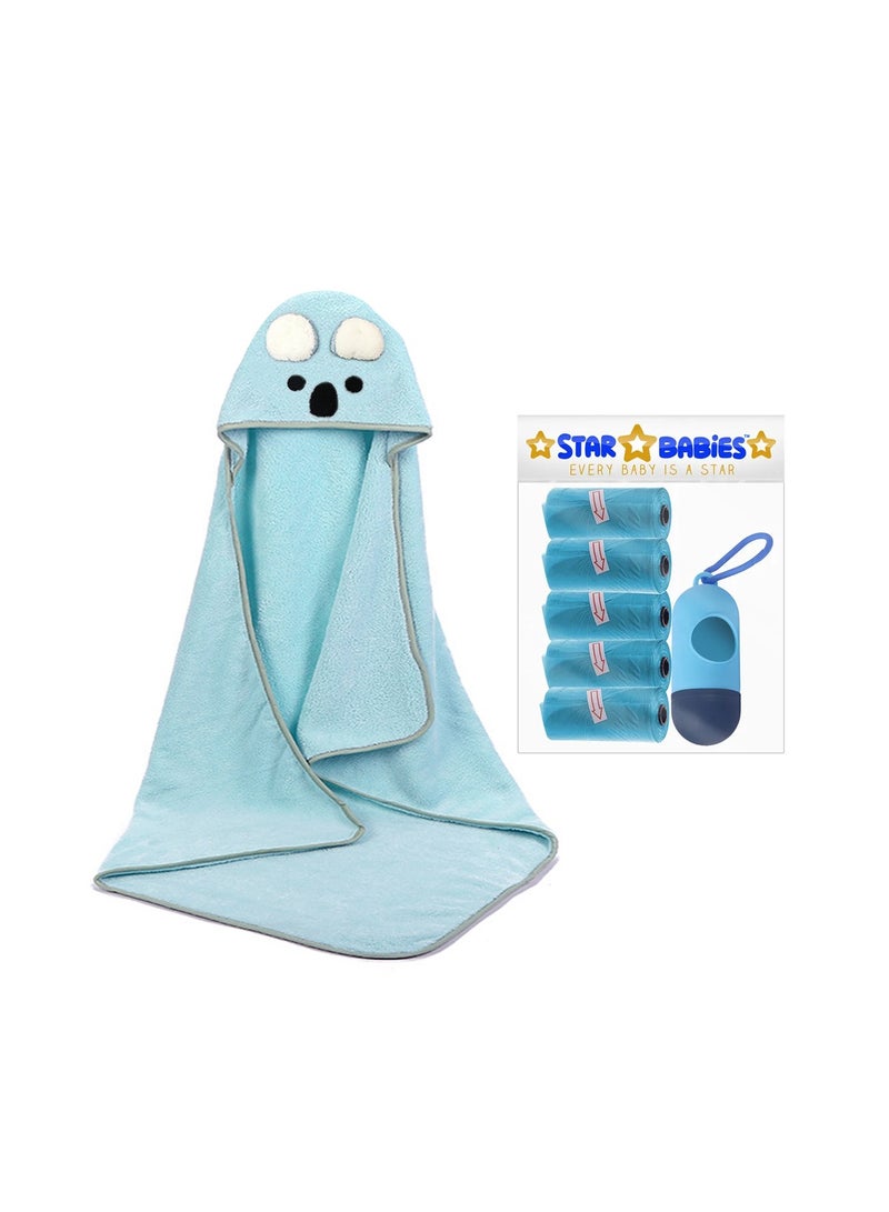 STAR BABiES Star Babies -Combo Pack (Microfiber Hooded Towel with Disposable Scented Bag Pack of W/Dispenser) - Blue  - Image 1