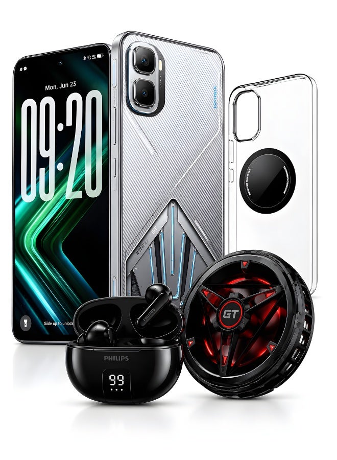 إنفينيكس GT 50 Pro with Earbuds Cooling Fan And Cover -24GB RAM (12+12) - 512 GB Storage- 5G Gaming Smartphone -  6.78-inch - 144Hz AMOLED - SILVER GLAIER - Cooling Edition - Image 1