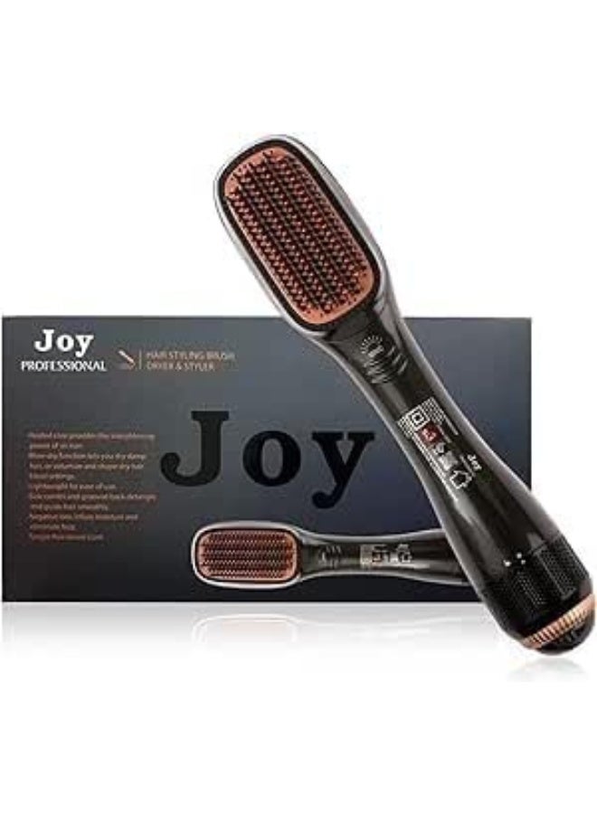 Joy Care 2-in-1 Ceramic Ionic Hair Dryer and Styler – Hot Air Brush With Dual Function for Drying and Straightening, Anti-Frizz Ionic Technology, Ceramic-Coated Barrel, Multiple Heat Settings, Lightweight Ergonomic Design for All Hair Types – Black/Beige - Image 1