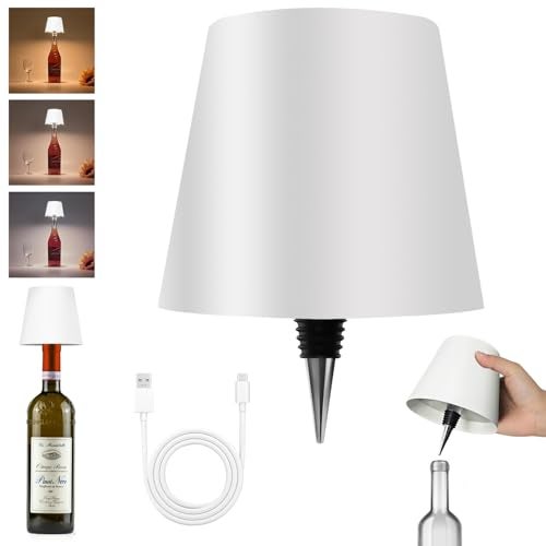 Hoide 2025 New Wireless Bottle Lamp LED Bottle Lights for Liquor Wine Bottles Cordless Lampshade Whiskey Bottle Top Light Bottle Stopper Night Light Kit Rechargeable 3Tone TouchDimmable