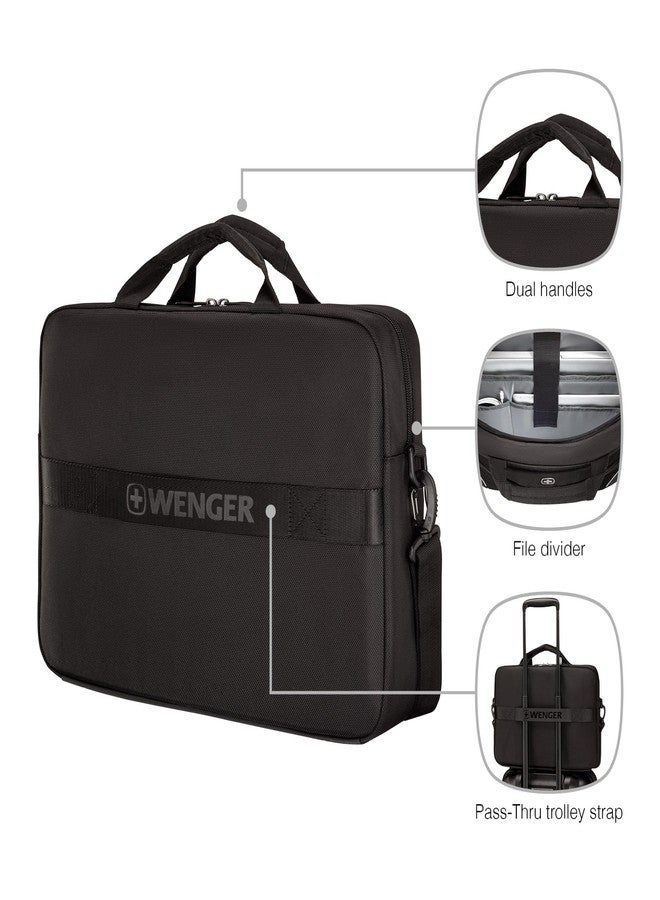 Wenger Swiss Designed XE Compact Brief 16, Laptop Briefcase with Tablet Pocket, Includes Essentials Organiser, Comes with Detachable Shoulder Strap, Black | 17 litres (653299) - Image 2