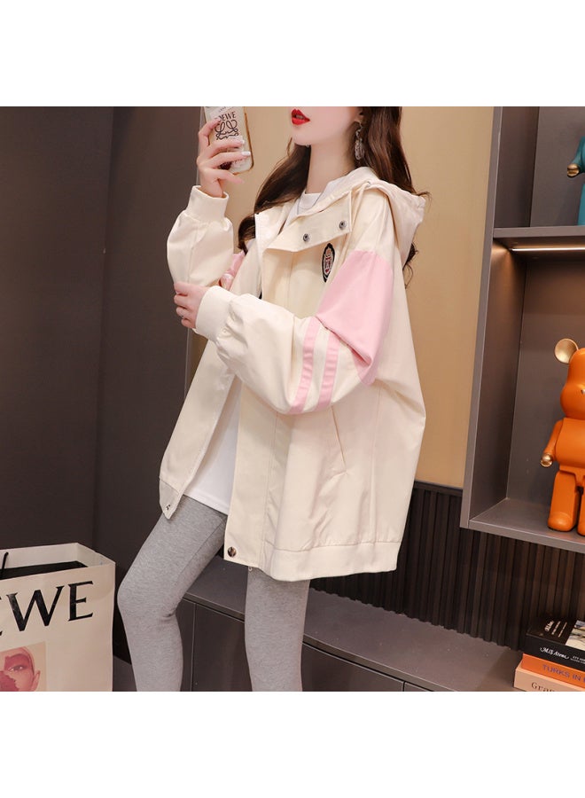 Stitching Contrast Color Cargo Coat Women's Junior High School Students Spring And Autumn 2024 Loose Casual Design Sense Jacket Windbreaker 