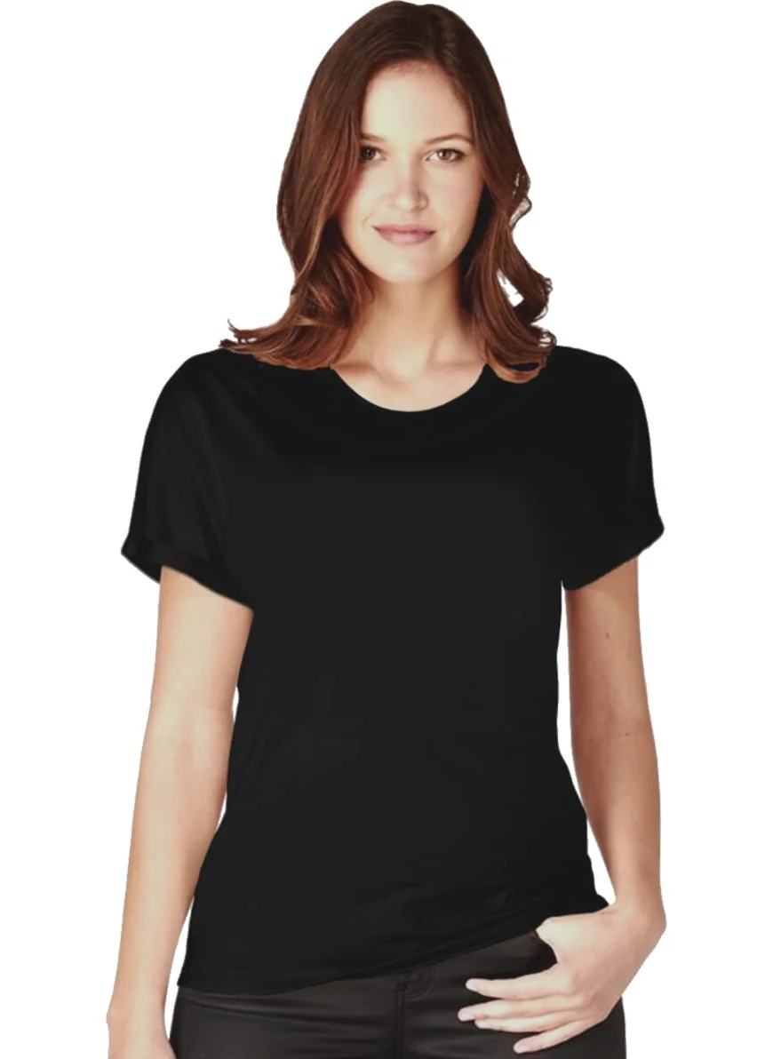 Rock&Roll Plain Unprinted Basic Black Short Sleeve Women's T-Shirt