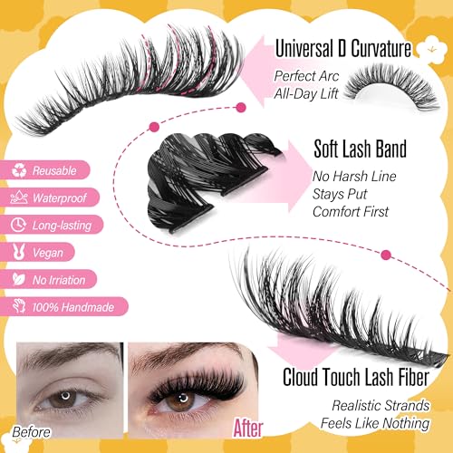 Calphdiar Lash Clusters 40D+60D+80D+100D Eyelash Clusters 474PCS Individual Lashes D-Curly Cluster Eyelash Extensions 8-16MM Wispy Lashes Clusters Volume False Mink Eyelashes DIY Lash Extension - Image 5
