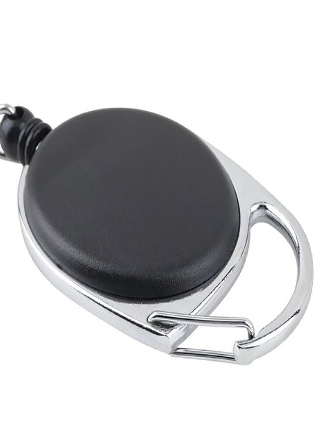 GLUN® Oval Round Reel ID Card Holder, ID Badge Reel Clip On Card Holders (2 Units, Black) - Image 3