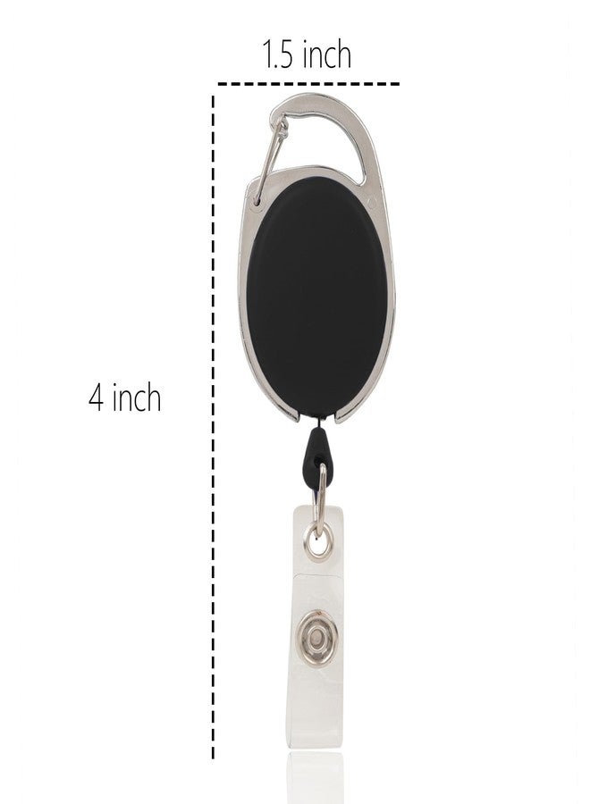 GLUN® Oval Round Reel ID Card Holder, ID Badge Reel Clip On Card Holders (2 Units, Black) - Image 5