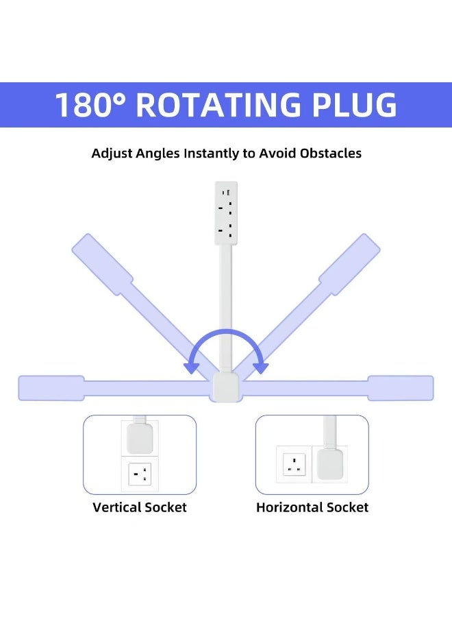 ChicAbode 1500W Extendable Outlet Extender with 2 AC Outlets and USB-C USB-A Ports, 71.5cm Rotating Power Strip for Behind Furniture, Nightstands, Desks, White - Image 5