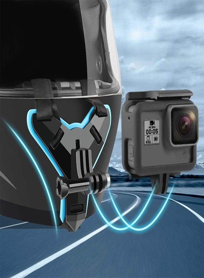 سبايكارت حامل تثبيت خوذة الدراجة النارية من SPYKART، حامل ذقن مدمج، حزام خوذة لكاميرا DJI Osmo Action و GoPro Hero - Image 5