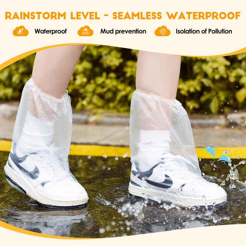 VRSHMB Disposable Kids Shoe Covers for Rain, 10 Pairs of Clear Non-Slip Plastic Rain Shoe Covers for Use in Water Parks, Disney & Rainy Days(clear, kids) - Image 2