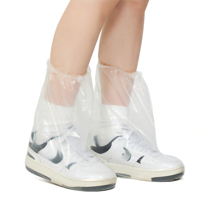 VRSHMB Disposable Kids Shoe Covers for Rain, 10 Pairs of Clear Non-Slip Plastic Rain Shoe Covers for Use in Water Parks, Disney & Rainy Days(clear, kids) - Image 1