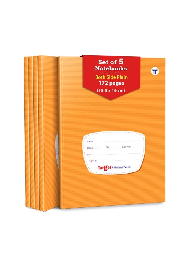 TARGET PUBLICATIONS Both Sides Blank Small Notebooks for Kids and Students | 172 Plain Unruled Pages | Hard Bound Cover | 15.5 cm x 19 cm Approx | Pack of 5 Books | for Children, School and Office Use | GSM 57 - Image 1