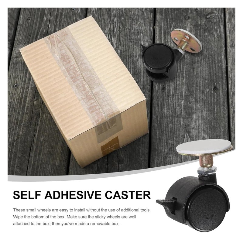 Self Adhesive Swivel Brake Casters 4Pcs Universal Furniture Wheels White - Image 4