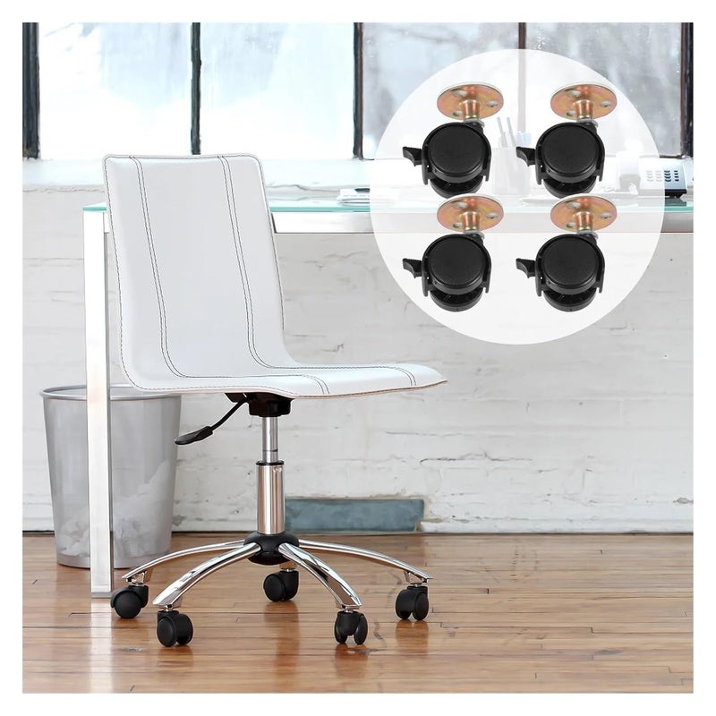 Self Adhesive Swivel Brake Casters 4Pcs Universal Furniture Wheels White - Image 3
