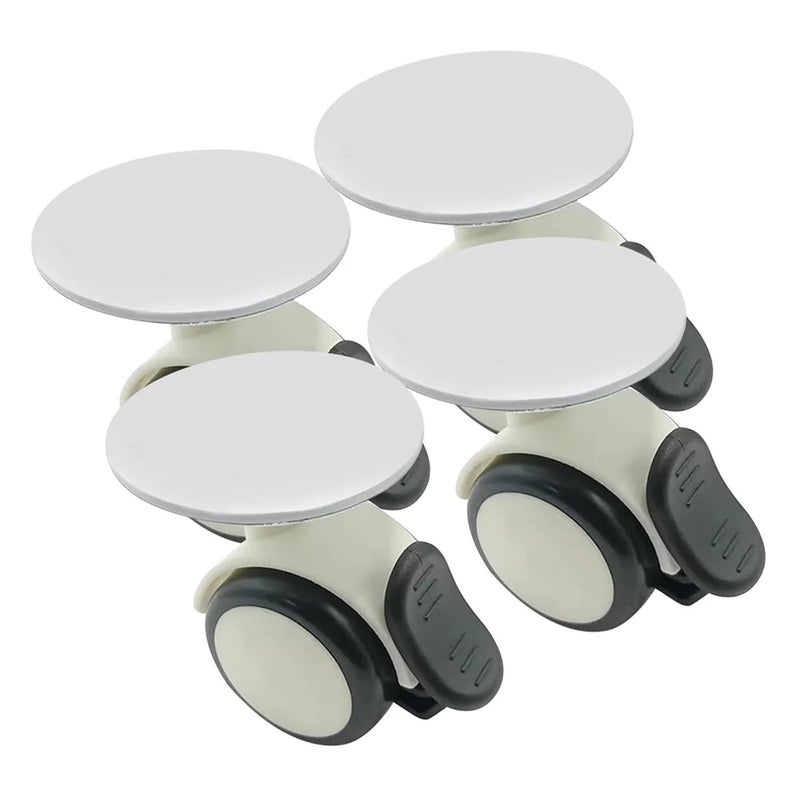 Self Adhesive Swivel Brake Casters 4Pcs Universal Furniture Wheels White - Image 2