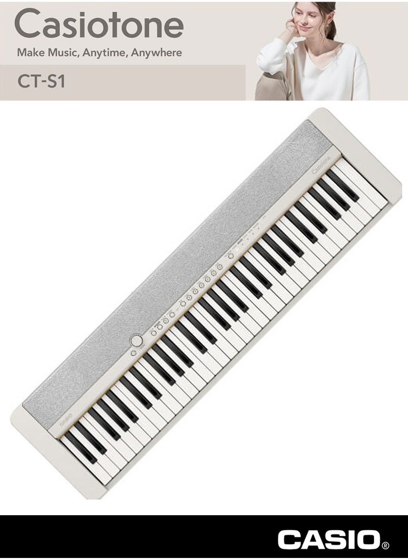 CASIO CT-S1WE Digital Musical Keyboard, Piano Style With Power Adapror  - Image 1