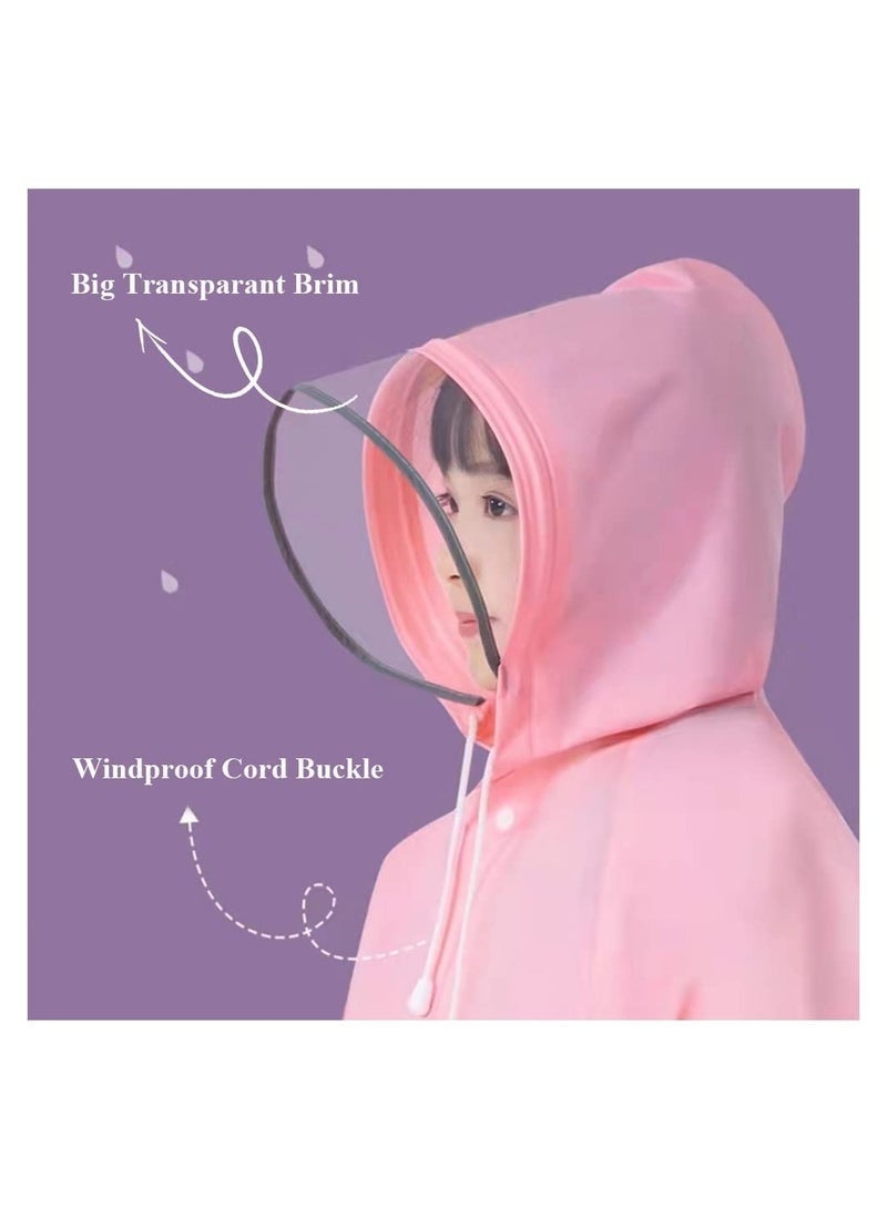 Kids Rain Poncho, Children's raincoats, Kids Raincoat Girls Boys Reusable Rain Poncho Jacket, Waterproof Jacket with Hood Toddler Rainwear Rain Coat (Unicorn M) - Image 2