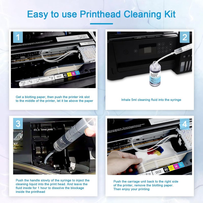 Fosgoit Printhead Cleaning Kit Inkjet Printer 250mL, Printer Cleaning Kit for Epson Ecotank, Print Head Cleaner Solution for HP Printhead, Print Head Cleaner for Canon G3070 G3020 Print Head Cleaner Solution - Image 4