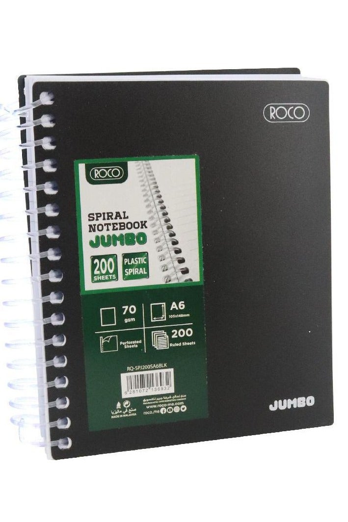 ROCO Jumbo Notebook Arabic/English Opening | A6 | 200 Sheets | Lined | Black - Image 1