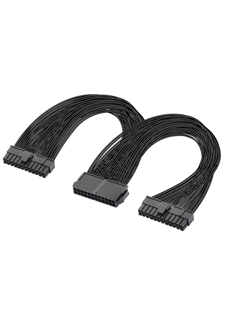 SYOSI Dual PSU Power 24-pin ATX Motherboard Splitter Cable, PSU Power Extension Cable, 24-pin for Dual ATX Motherboard Extension Cable PSU Female to Male Y Adapter Cable -1 Ft  - Image 1