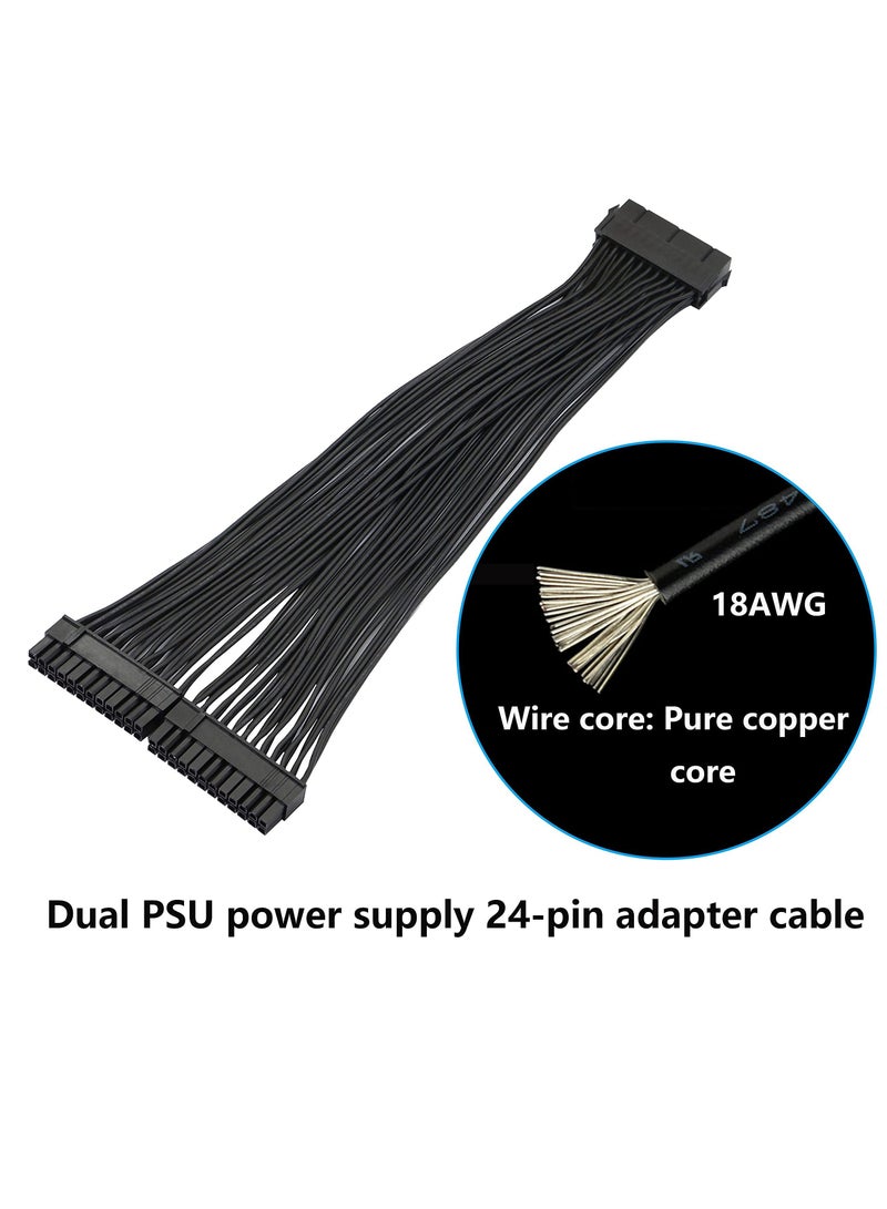 SYOSI Dual PSU Power 24-pin ATX Motherboard Splitter Cable, PSU Power Extension Cable, 24-pin for Dual ATX Motherboard Extension Cable PSU Female to Male Y Adapter Cable -1 Ft  - Image 2