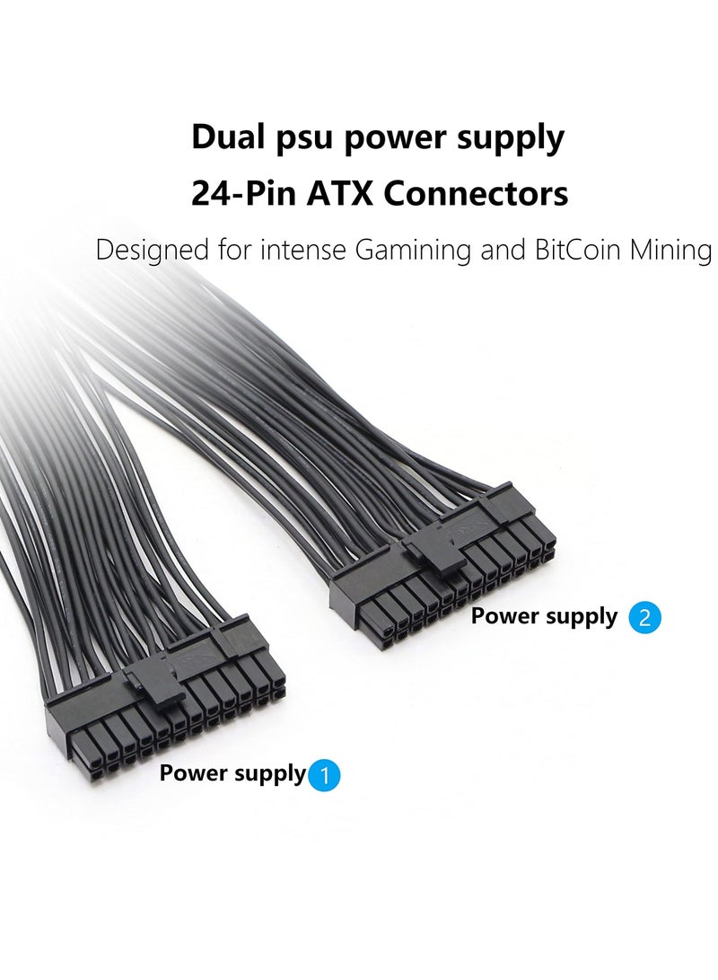 SYOSI Dual PSU Power 24-pin ATX Motherboard Splitter Cable, PSU Power Extension Cable, 24-pin for Dual ATX Motherboard Extension Cable PSU Female to Male Y Adapter Cable -1 Ft  - Image 3
