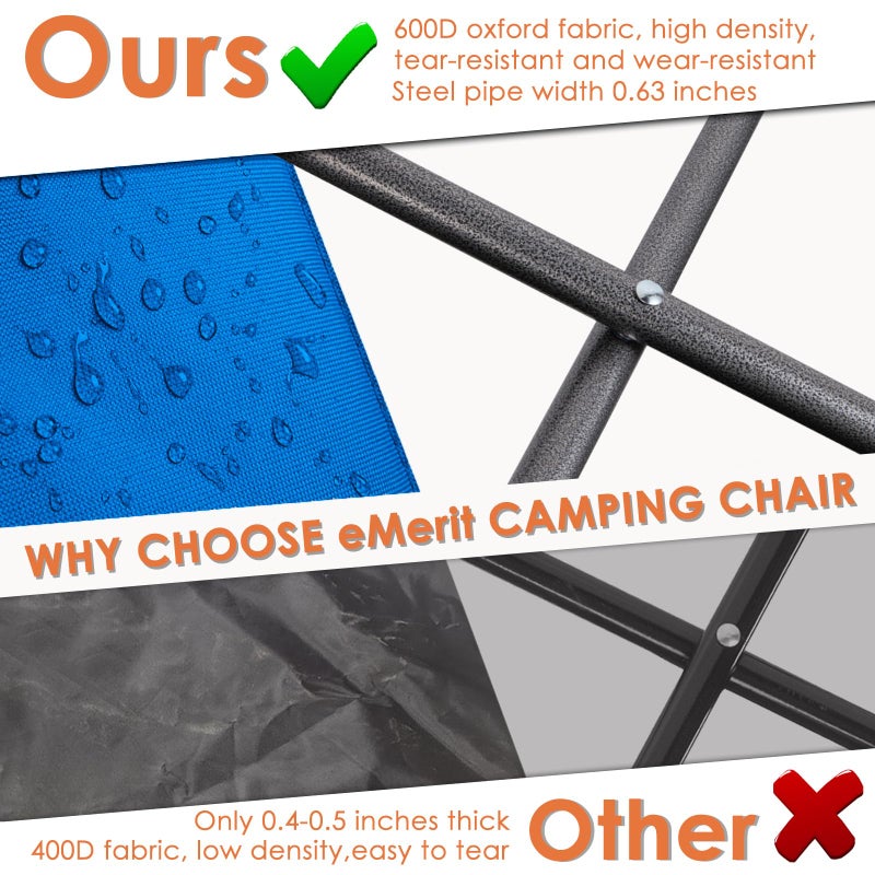 EMERIT Double Camping Chair Oversized Padded for Adults, Heavy Duty Folding Loveseat for Outdoor, Camping, Beach, Lawn, Concert 650LB - Image 5