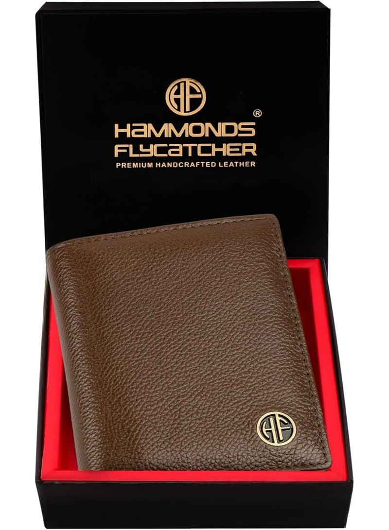 HAMMONDS FLYCATCHER RFID Protected Bi-Fold Wallet for Men Leather Original, Mens Wallet, Leather Wallets for Men, Stylish Purse with 4 Card Slots, 3 ID Slot, Coin Pocket, Gift for Mens, Brushwood - Image 1